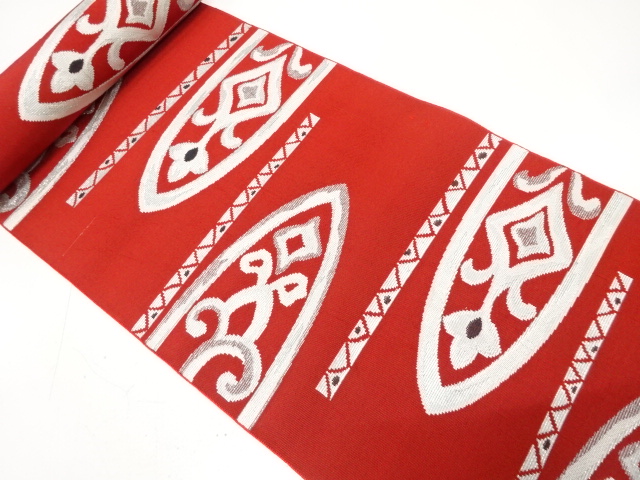 アンティーク　花更紗模様織り出し　八寸帯地反物